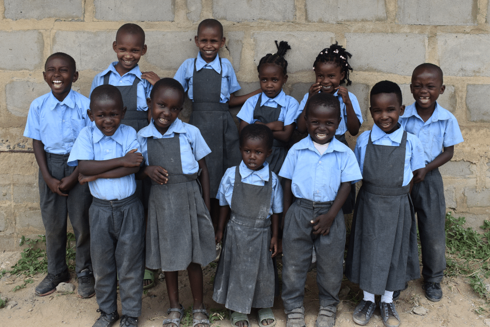Students in Tanzania wearing school uniforms